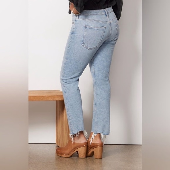 Agolde Merrel Light Wash Mid Rise Straight Raw Hem Jeans Size 26 - Picture 1 of 6